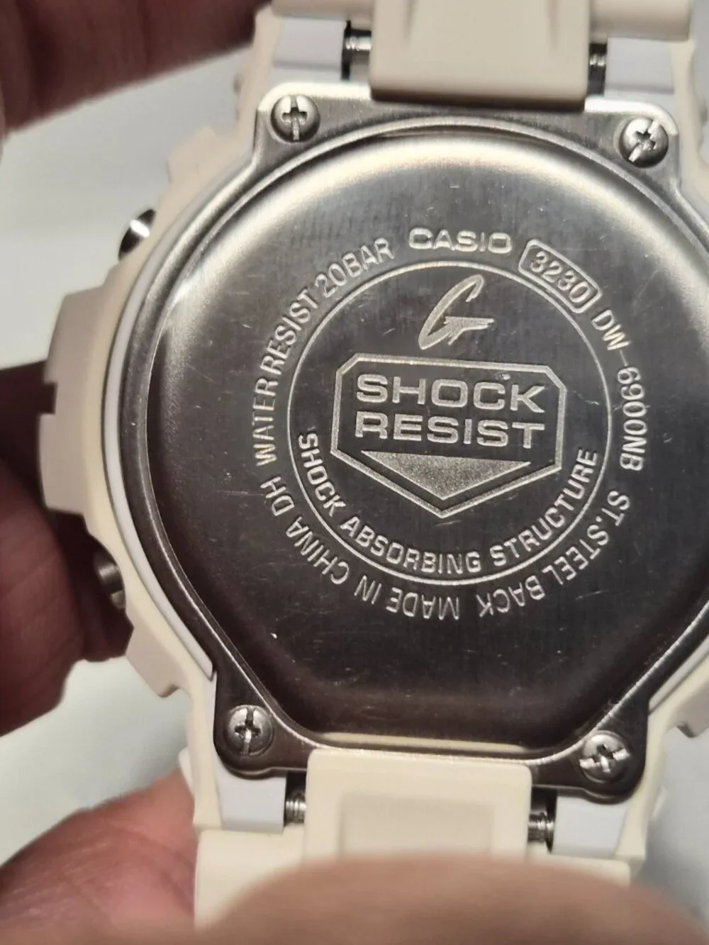 Casio G Shock White digital Gloss white